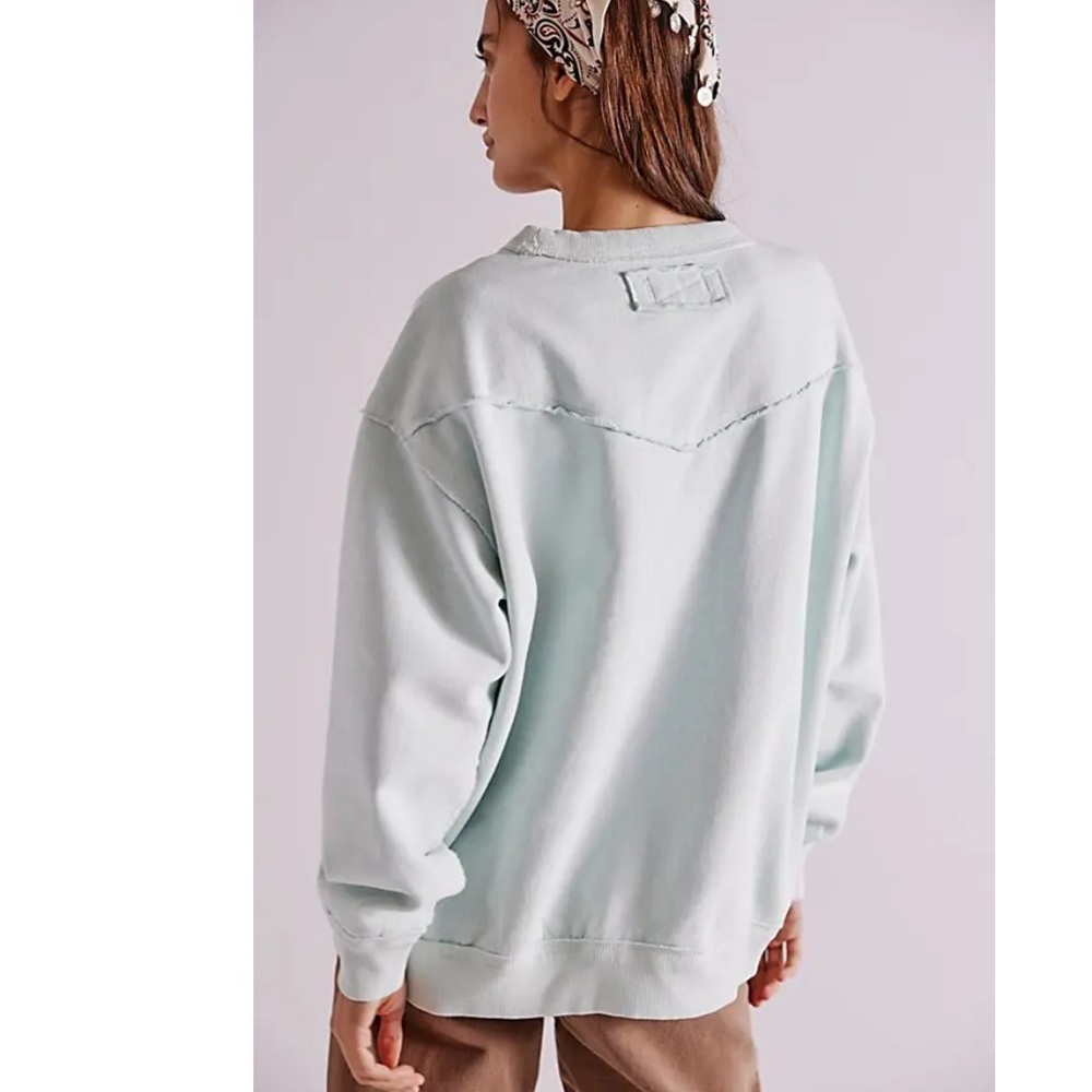 FREE PEOPLE We The Free Wallace oversized Pullover - Sea Mist NWT SIZE XS - Picture 4 of 9